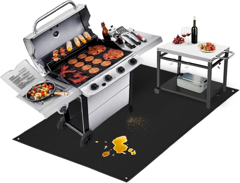 TOHONFOO 60 x 48 in Under Grill Mat for Outdoor Grill - Fireproof BBQ Mats for Grilling to Protect The Deck, Patio, Pavers - Easy to Clean Indoor Fireplace Mat - 1mm - Image 1